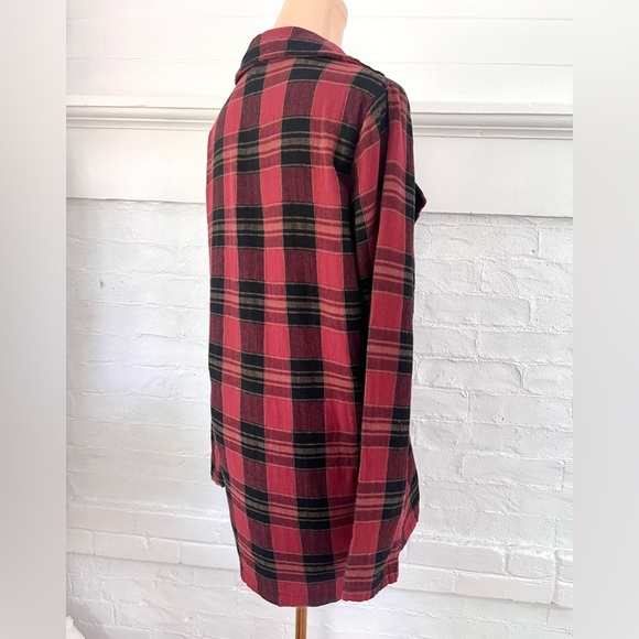 POL Red and Black Plaid Oversize Blazer Lightweight Double Breasted Long Jacket - Picture 8 of 17